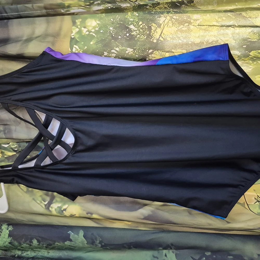 Vibrant Blue and Purple Women's One Piece Swimsuit - Picture 2 of 2